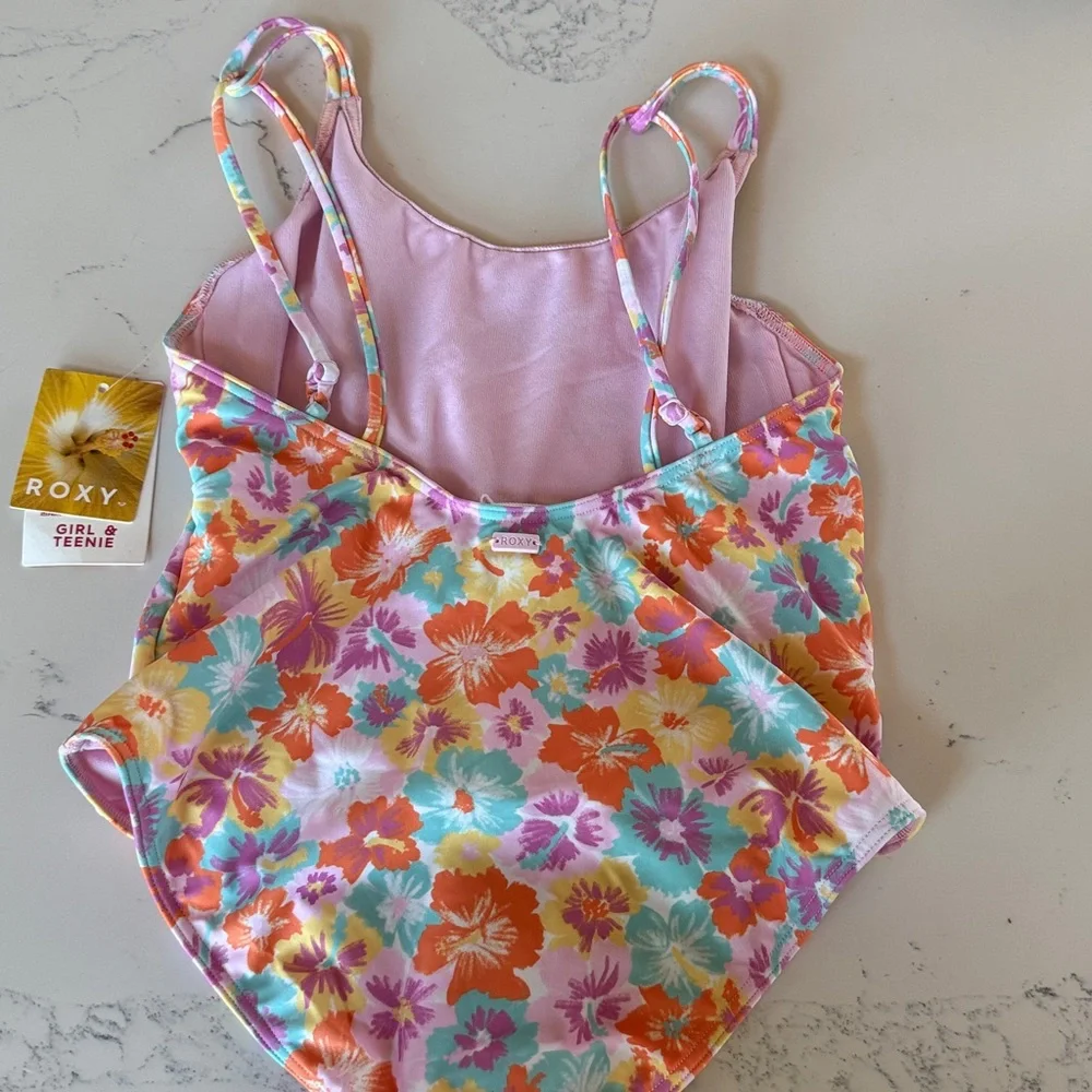 ROXY Girls Floraya One Piece Floral Swimsuit Size 16 NWT